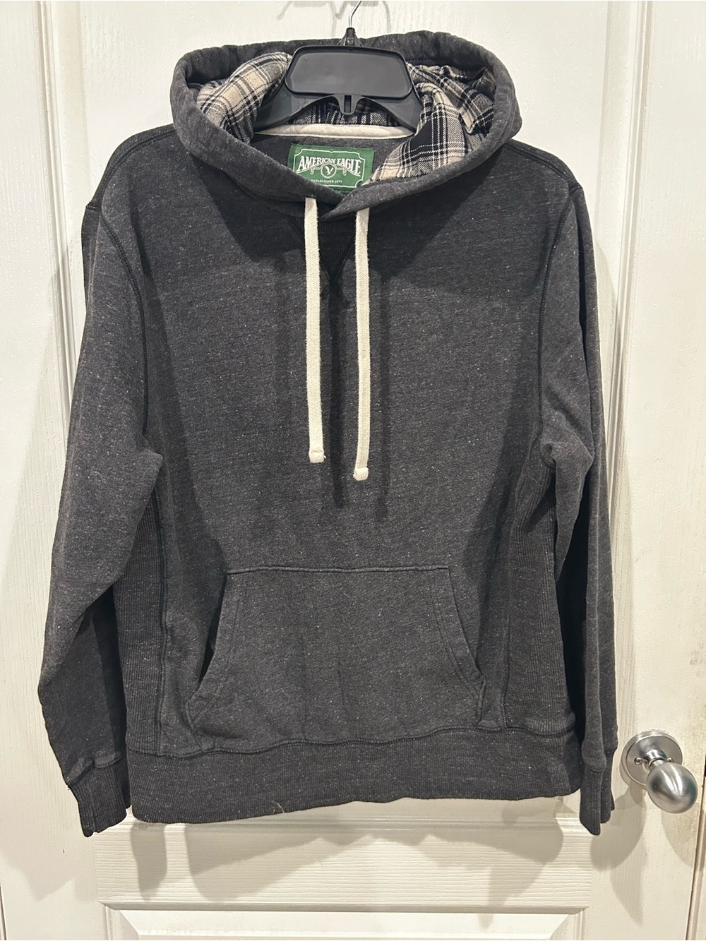 American Eagle Outfitters Men's Medium Charcoal Hooded Pullover Sweatshirt